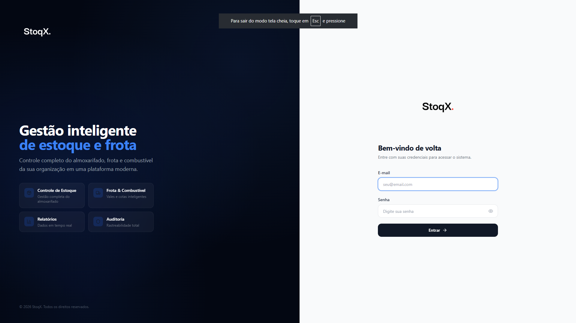 StoqX - Sistema de Controle de Estoque e Frota